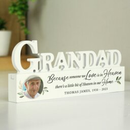 Rackhams Personalised Botanical Memorial Photo Upload Wooden Grandad Ornament - thumbnail 2