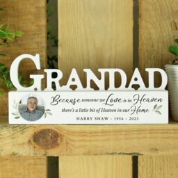 Rackhams Personalised Botanical Memorial Photo Upload Wooden Grandad Ornament - thumbnail 4