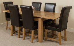 Rackhams Richmond Medium Oak Extendable Dining Table with Washington Leather Chairs - 4 chairs - Black - thumbnail 3
