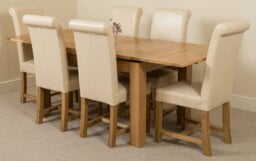 Rackhams Richmond Medium Oak Extendable Dining Table with Washington Leather Chairs - 4 chairs - Black - thumbnail 4