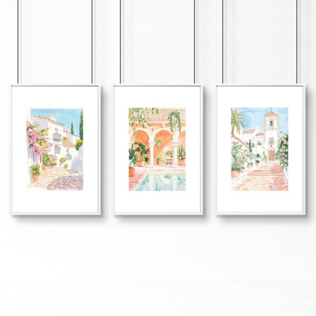 Rackhams Wall Art Decor Living Room - Set of 3 Beach Decor Wall art Prints - 20 x 30 in / 50 x 76 cm - Satin Photo paper 280 gsm - White Frame - image 1