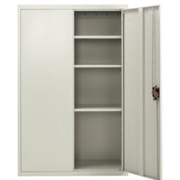 Rackhams Metal Storage Cupboard Grey 2 Door Tall Lockable Steel Filing Cabinet 3 Shelves Office, Garage Tool, Utility, Kitchen use - Grey - Steel - 40cm(d)140cm(h)90cm(w) - thumbnail 4