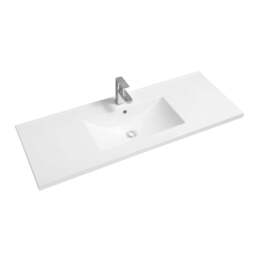 Rackhams 5001 Ceramic 121cm Mid-Edge Inset Basin with Scooped Bowl - White - 120cm - thumbnail 2