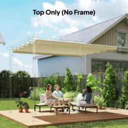 Rackhams Retractable Pergola Cover, 3.5 x 2.6 m Replacement Canopy Fabric for 4 x 3 m Frame, Roof Top Only, Cream White - thumbnail 2