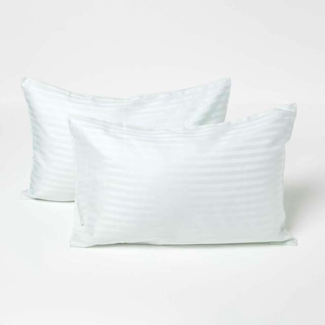 Rackhams Silky 330 TC Egyptian Cotton Satin Stripe Kids' Pillowcases – 40 x 60 cm, 2 Pack - Blue - image 1