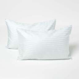 Rackhams Silky 330 TC Egyptian Cotton Satin Stripe Kids' Pillowcases – 40 x 60 cm, 2 Pack - Blue - thumbnail 1