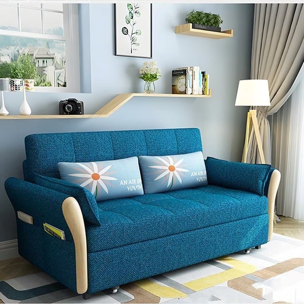 Rackhams SB152 Two Seater Sofa Bed, Blue - Dark Blue ( Made to order ) - 186cm (with two drawers) - image 1