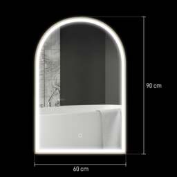 Rackhams 90x60cm LED Bathroom Mirror, Anti-Fog Arched Vanity Mirror, Gold Tone - thumbnail 3
