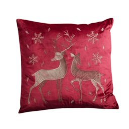 Rackhams 45 x 45cm Soft Fabric Christmas Reindeer Chair Cushion in Ruby Red - thumbnail 2
