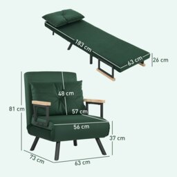 Rackhams Click Clack Single Chair Bed Settee for Living Room, Green - Green - Steel - Green - thumbnail 5