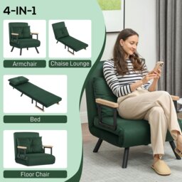 Rackhams Click Clack Single Chair Bed Settee for Living Room, Green - Green - Steel - Green - thumbnail 3