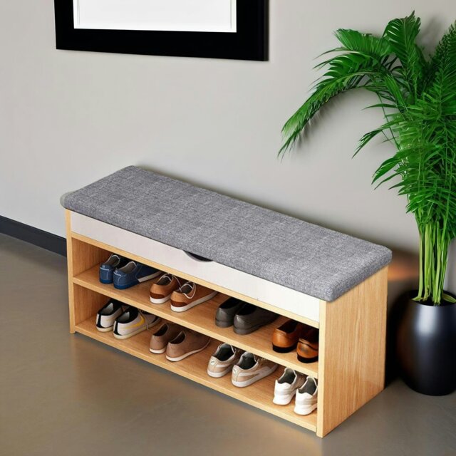 Rackhams 3 Tier Shoe Storage Bench With Seat & Storage - image 1