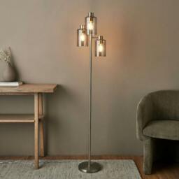 Rackhams Kingsholm 3 Light Satin Nickel Floor Lamp - thumbnail 1