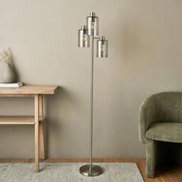 Rackhams Kingsholm 3 Light Satin Nickel Floor Lamp - thumbnail 2