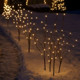 Rackhams Christmas Pathway Lights – 8 Pack Warm White LED Sprig Branches - Valiant Christmas Twig Burst Pathway Lights - 8 Pack - thumbnail 2