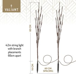 Rackhams Christmas Pathway Lights – 8 Pack Warm White LED Sprig Branches - Valiant Christmas Twig Burst Pathway Lights - 8 Pack - thumbnail 4