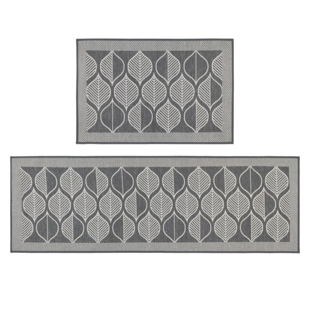 Rackhams Expression Machine Washable Entrance Doormat and Runner Set - Leaves