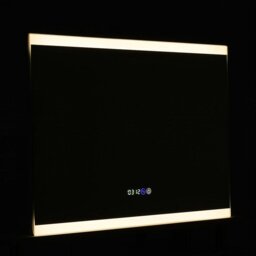 Rackhams Large Rectangular Frameless Anti-Fog LED Vanity Mirror with Clock - thumbnail 5