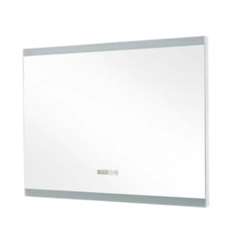 Rackhams Large Rectangular Frameless Anti-Fog LED Vanity Mirror with Clock - thumbnail 4