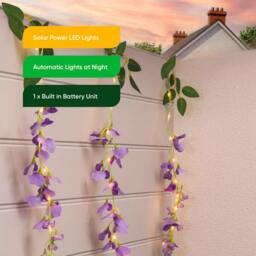 Rackhams Solar Hanging Lights – Wisteria Flower 6 Piece Set with 60 LED Garden Lights - thumbnail 6