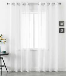 Rackhams Voile Ring Top Curtain Panel Pair - White - 145cm width x 183cm drop - thumbnail 1