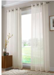 Rackhams Voile Ring Top Curtain Panel Pair - White - 145cm width x 183cm drop - thumbnail 2