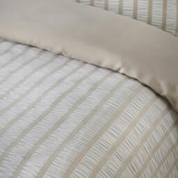 Rackhams So Soft Seersucker Stripe Duvet Cover Set Natural - Single - Natural - thumbnail 3