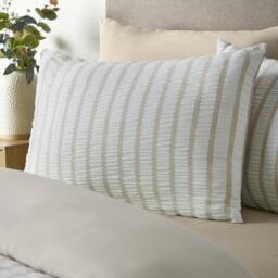 Rackhams So Soft Seersucker Stripe Duvet Cover Set Natural - Single - Natural - thumbnail 2