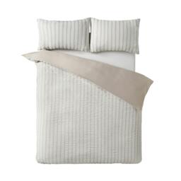 Rackhams So Soft Seersucker Stripe Duvet Cover Set Natural - Single - Natural - thumbnail 4