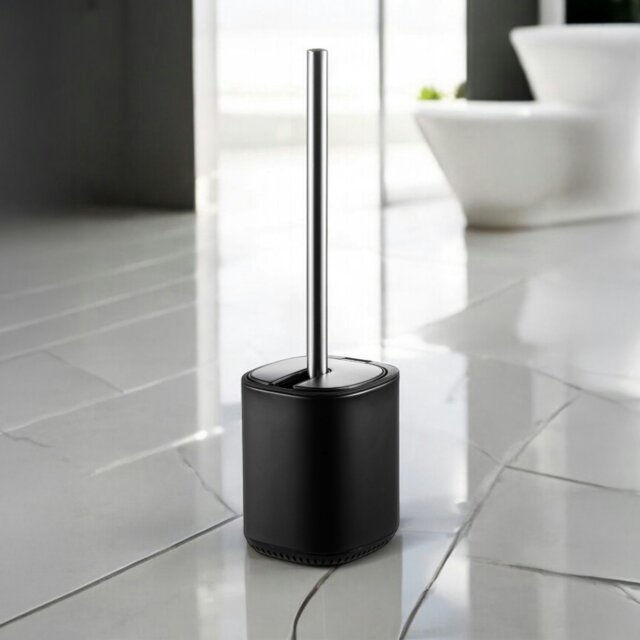 Rackhams Echo Black Steel Toilet Brush & Holder - image 1