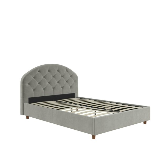 Rackhams Aspen Upholstered Bed Velvet Lgrey - Double - image 1