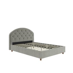 Rackhams Aspen Upholstered Bed Velvet Lgrey - Double - thumbnail 1