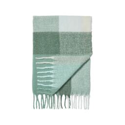 Rackhams Faux Mohair Check Blanket Throw Green - 130 x 170 cm - Green - thumbnail 4