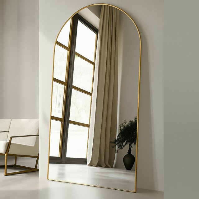 Rackhams Modern Gold Metal Archtop Full Length Mirror 200cm x 100cm - image 1
