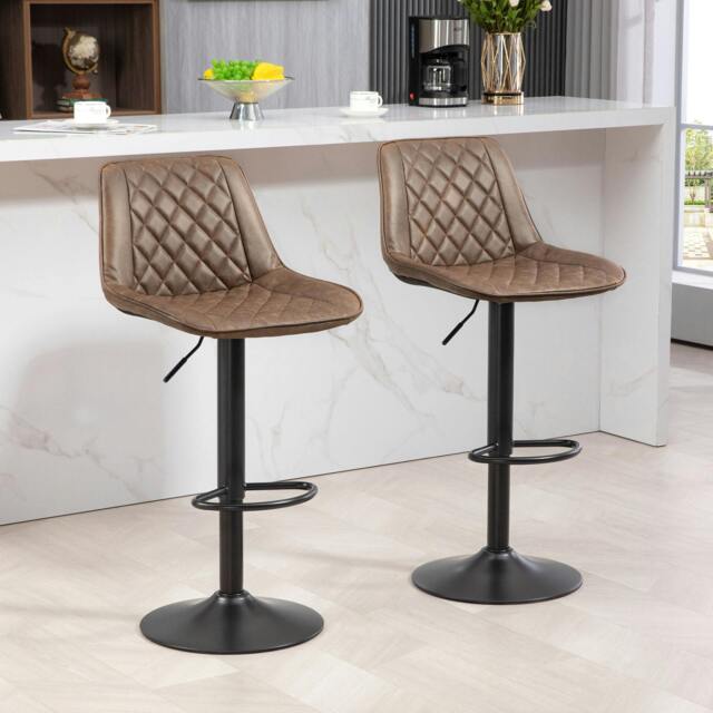 Rackhams Bar Stools Set of 2, Adjustable Bar Chairs Swivel for Kitchen Brown - image 1