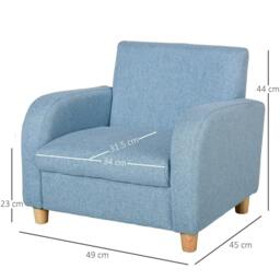 Rackhams Children's Armchairs Toddler Chair Wood Frame Anti-Slip Legs High Back Bedroom Playroom Furniture Blue - thumbnail 3