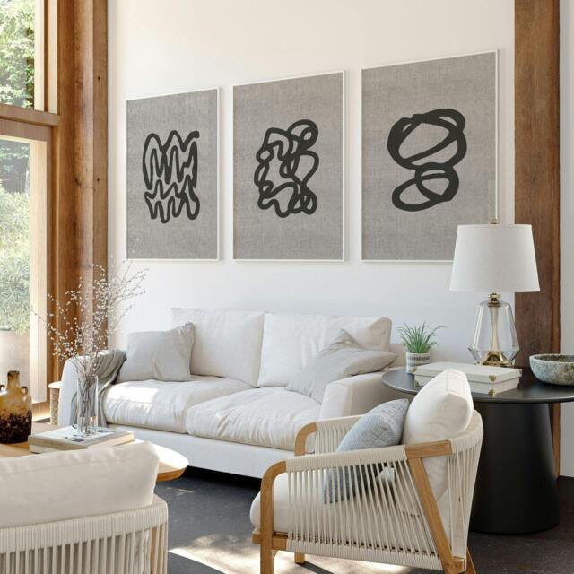Rackhams Art Print Abstract - Set of 3 wall art prints - A4 8.27 x 11.69 in / 21 x 29.7 cm - Satin Photo paper 280 gsm - Black Frame - image 1
