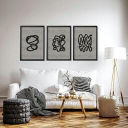 Rackhams Art Print Abstract - Set of 3 wall art prints - A4 8.27 x 11.69 in / 21 x 29.7 cm - Satin Photo paper 280 gsm - Black Frame - thumbnail 4