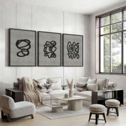 Rackhams Art Print Abstract - Set of 3 wall art prints - A4 8.27 x 11.69 in / 21 x 29.7 cm - Satin Photo paper 280 gsm - Black Frame - thumbnail 2