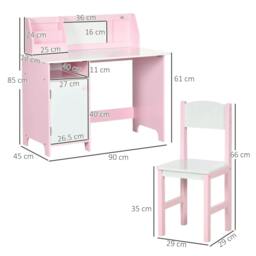 Rackhams Kids Desk And Chair Set 2 PCs Childrens Table And Chair Set Multi Use Toddler Furniture with Whiteboard, Storage - Pink - thumbnail 3
