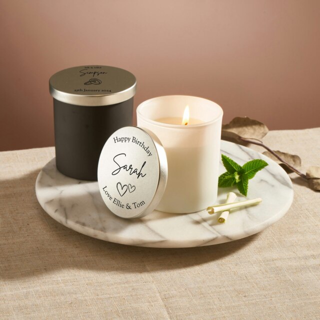 Rackhams Personalised Candle - Lemongrass & Mint Scented - Black Jar - No - image 1