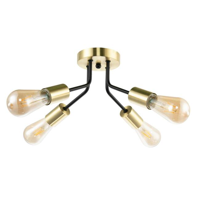 Rackhams Vintage Industrial Ceiling Light Fitting in Satin Gold and Matte Black - image 1