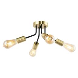 Rackhams Vintage Industrial Ceiling Light Fitting in Satin Gold and Matte Black - thumbnail 5