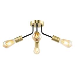 Rackhams Vintage Industrial Ceiling Light Fitting in Satin Gold and Matte Black - thumbnail 3