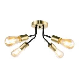 Rackhams Vintage Industrial Ceiling Light Fitting in Satin Gold and Matte Black - thumbnail 2