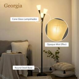 Rackhams Modern Upright Floor Lamp with 3 Light, Steel Base for Living Room - thumbnail 4