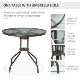 Rackhams 6 Piece Garden Dining Set with Umbrella, Outdoor Dining Sets with Parasol, 4 Folding Dining Chairs & Round Tempered Glass Table, Grey - thumbnail 4