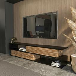 "Rackhams Cortez Modern Tv Stand Tv Unit TV Cabinet for Tv's up to 72"" - Black Alina" - thumbnail 5