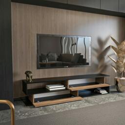 "Rackhams Cortez Modern Tv Stand Tv Unit TV Cabinet for Tv's up to 72"" - Black Alina" - thumbnail 6