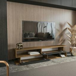 "Rackhams Cortez Modern Tv Stand Tv Unit TV Cabinet for Tv's up to 72"" - Black Alina" - thumbnail 4